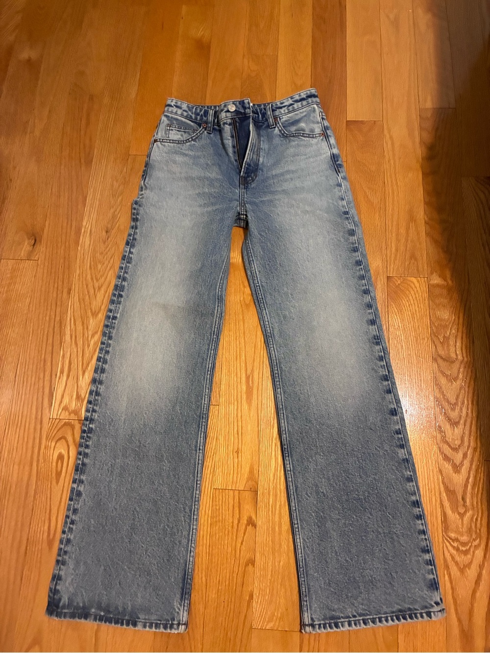 Reformation Faded Light Blue Wide-Leg Jeans